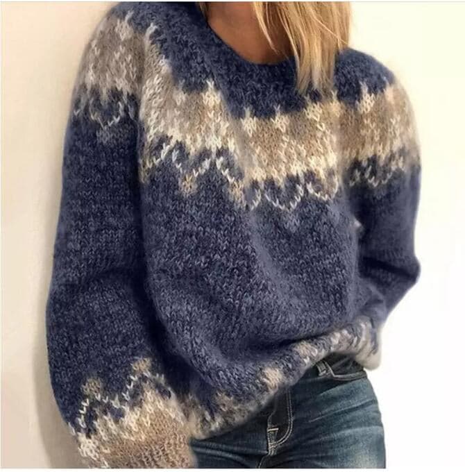 Strickpullover Weich Wollig Nordisch Lässig