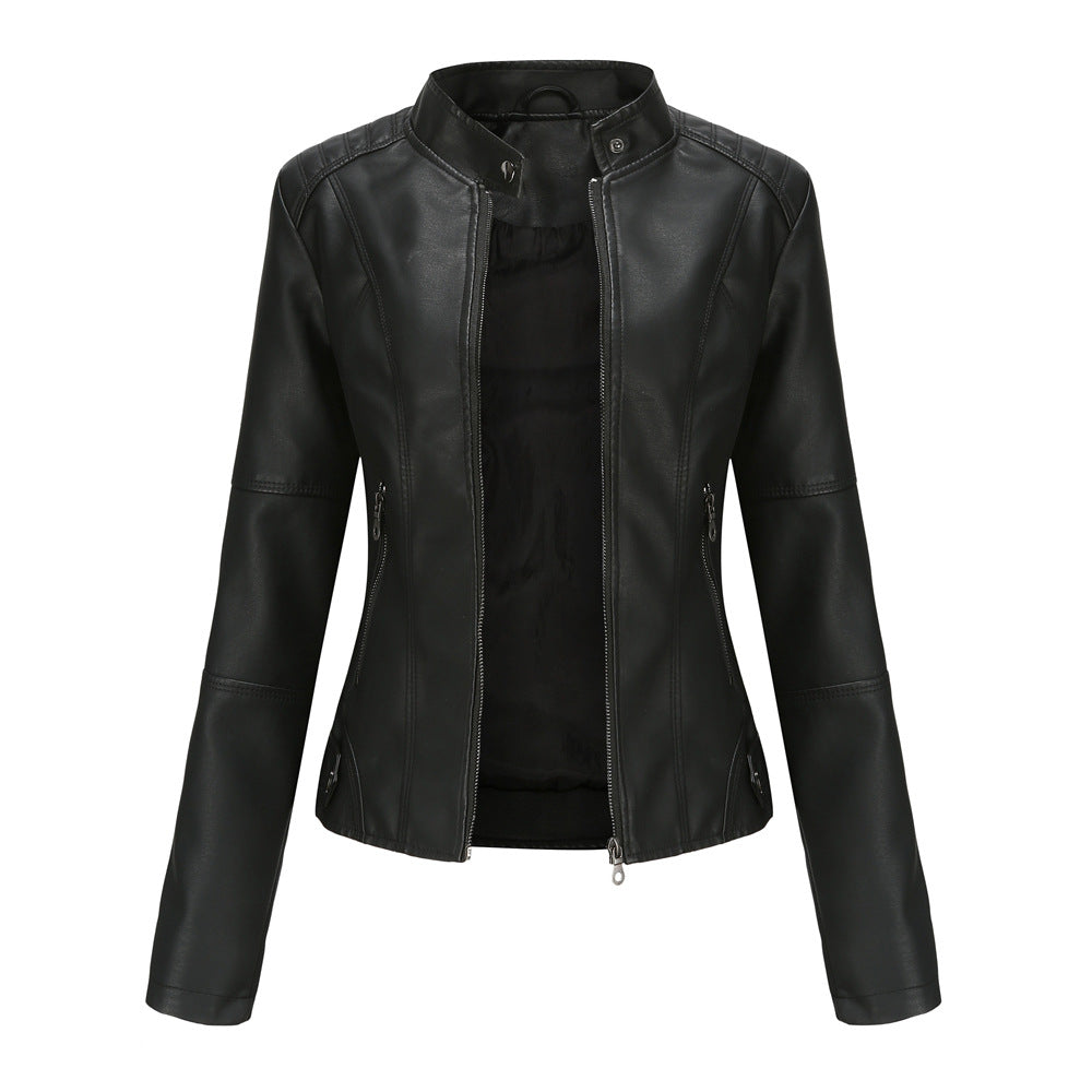 Stylischer Damen Leder-Mantel Slim Fit