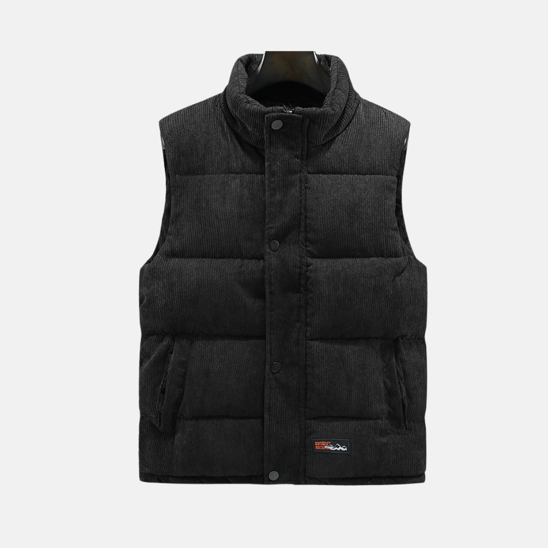 Herrenweste Cord Relaxed Fit Hoher Kragen