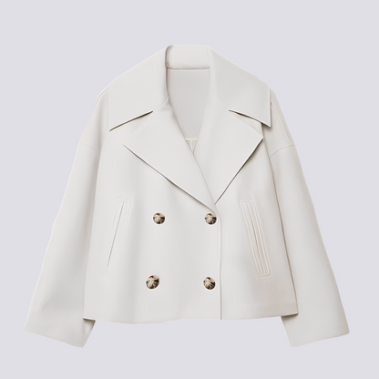 Stylische Damen Wolljacke Kurz Revers