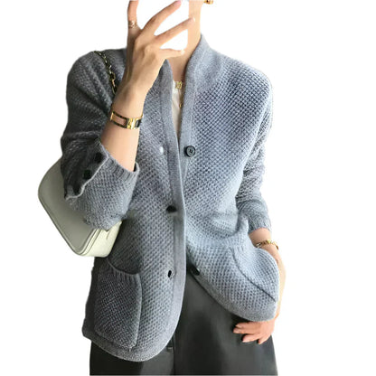 Eleganter Damenwintermantel Creme Wollmix