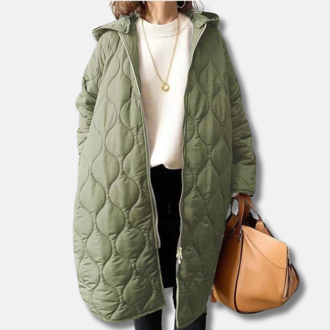 Winterjacke Damen Lang Quilted Oversized Kapuze