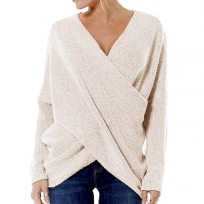 Damenschal Wickelpullover Langärmlig Gerippt
