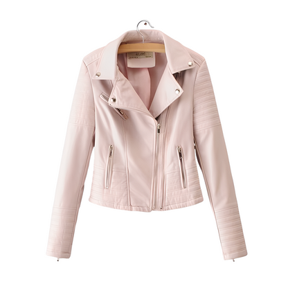 Stylische Damen Lederjacke Slim Fit - IdealeKleiden
