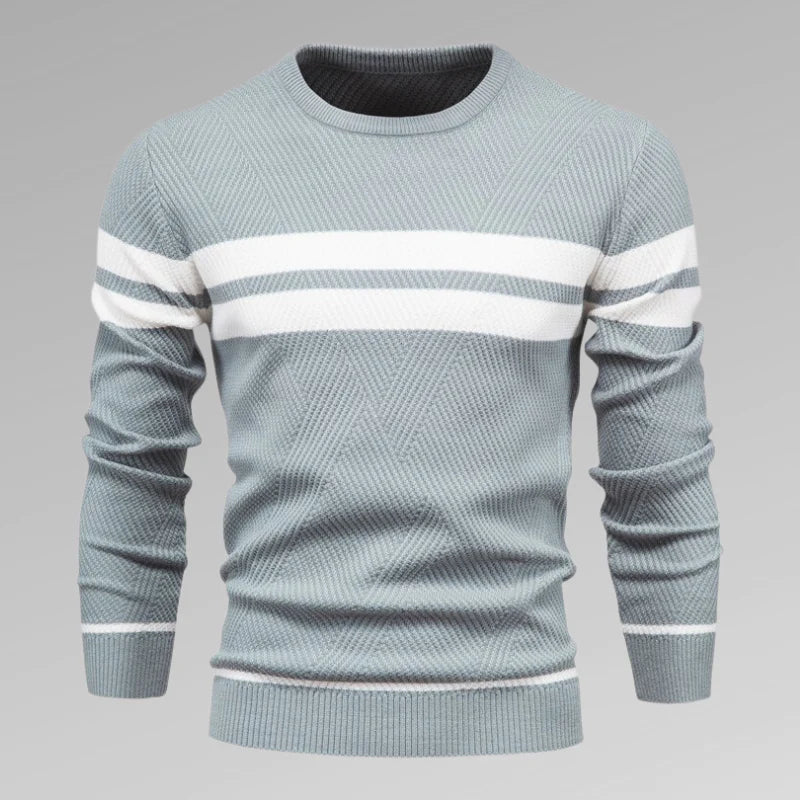 Herren Strickpullover Streifen Rundhals Modern - IdealeKleiden