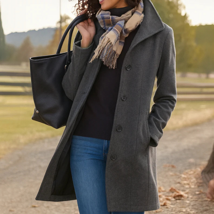 Elegante Damenjacke Mittellang Knöpfe
