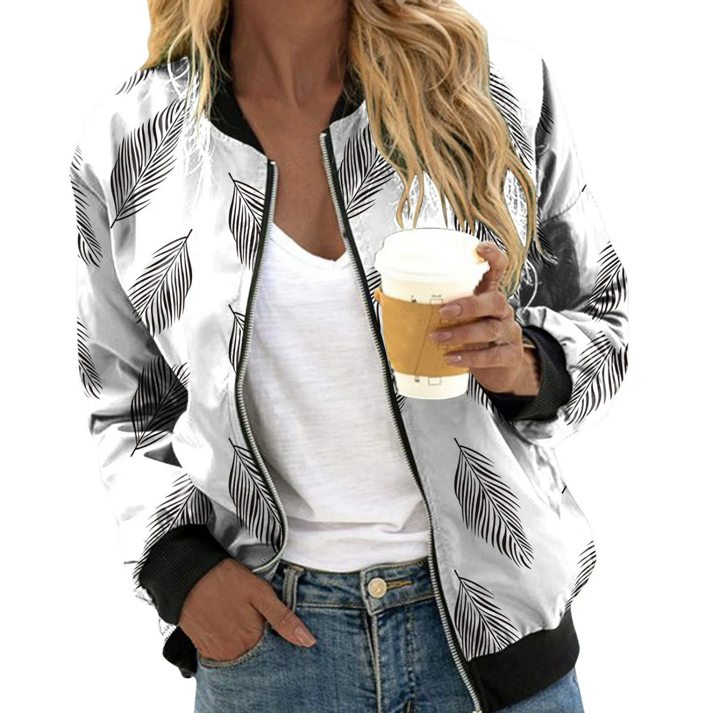 Stylische Damenjacke Blumenmuster Trend