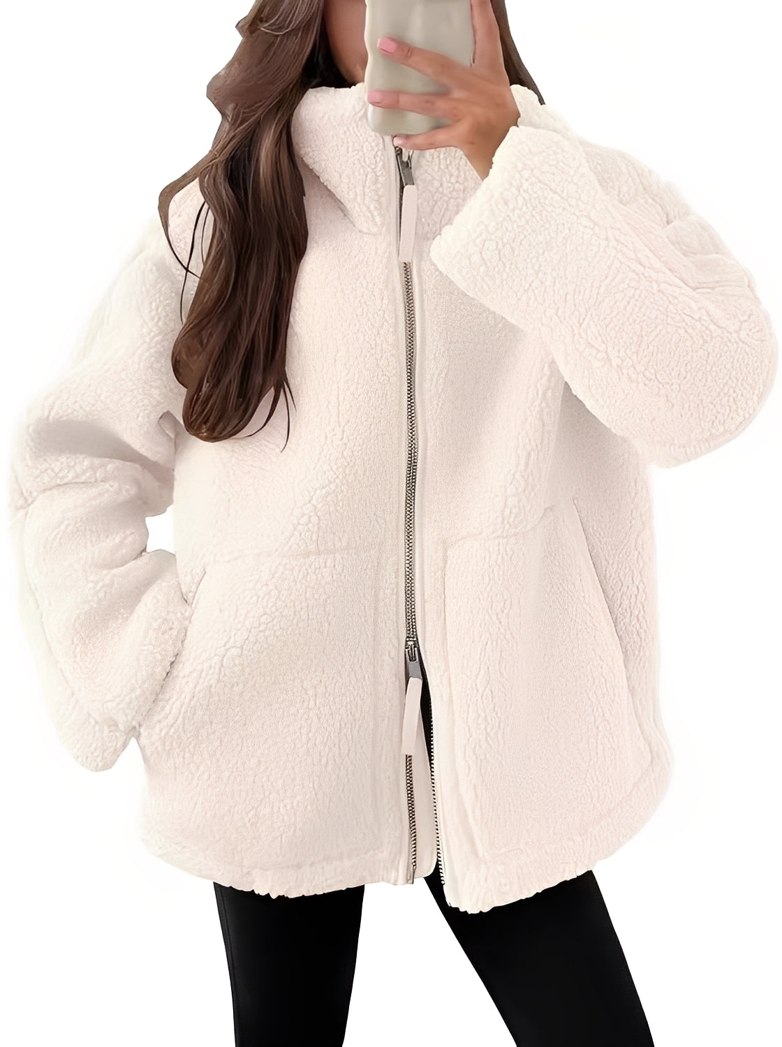 Stilvolle Damen Wolljacke Reißverschluss