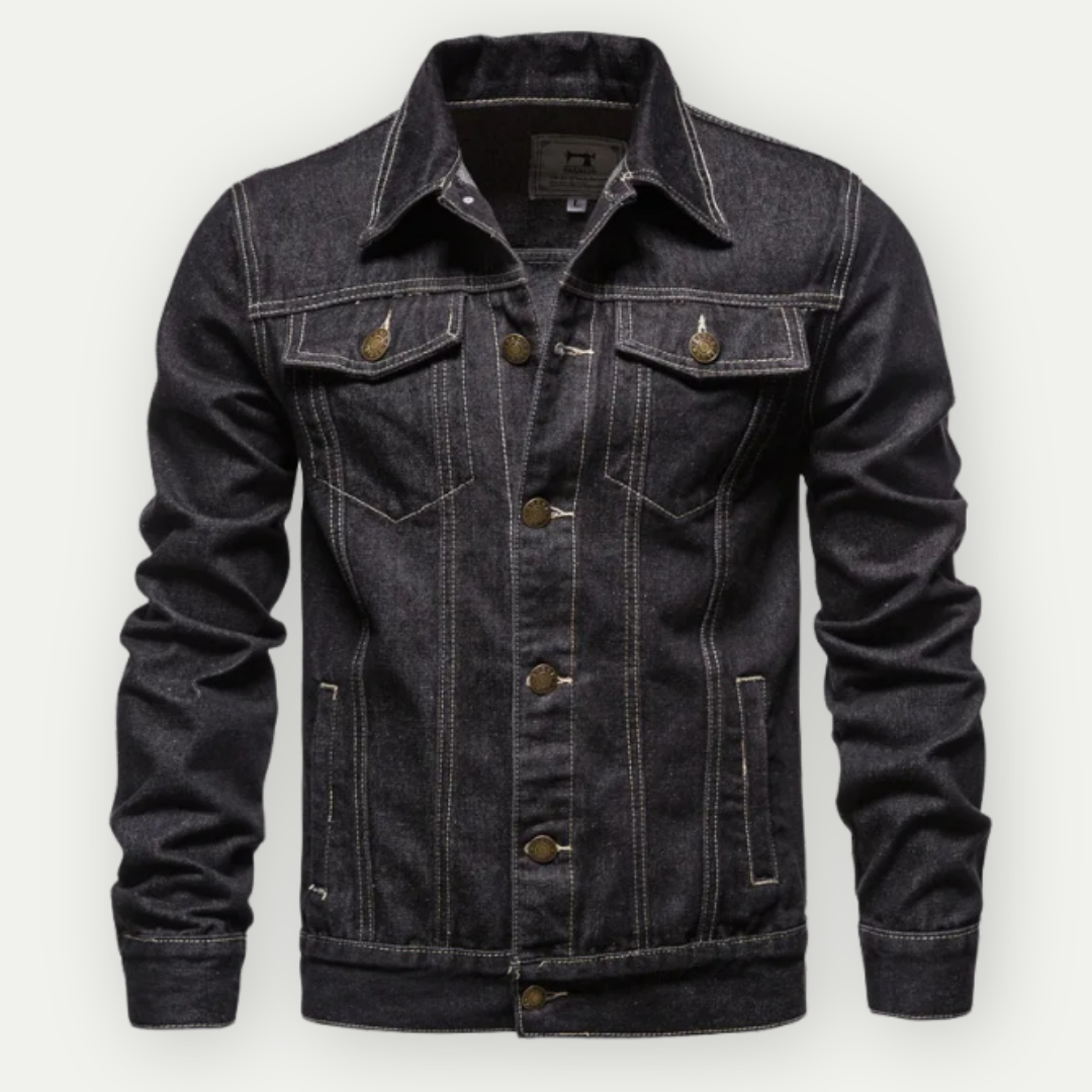 Herren Denimjacke Trendy mit Kontrastnähten