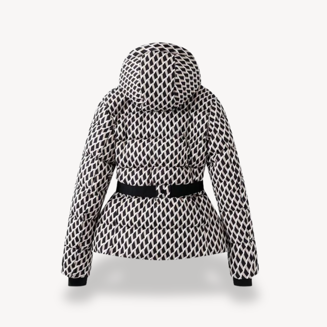 Damen Steppjacke Kapuzenparka mit Gürteltasche - IdealeKleiden