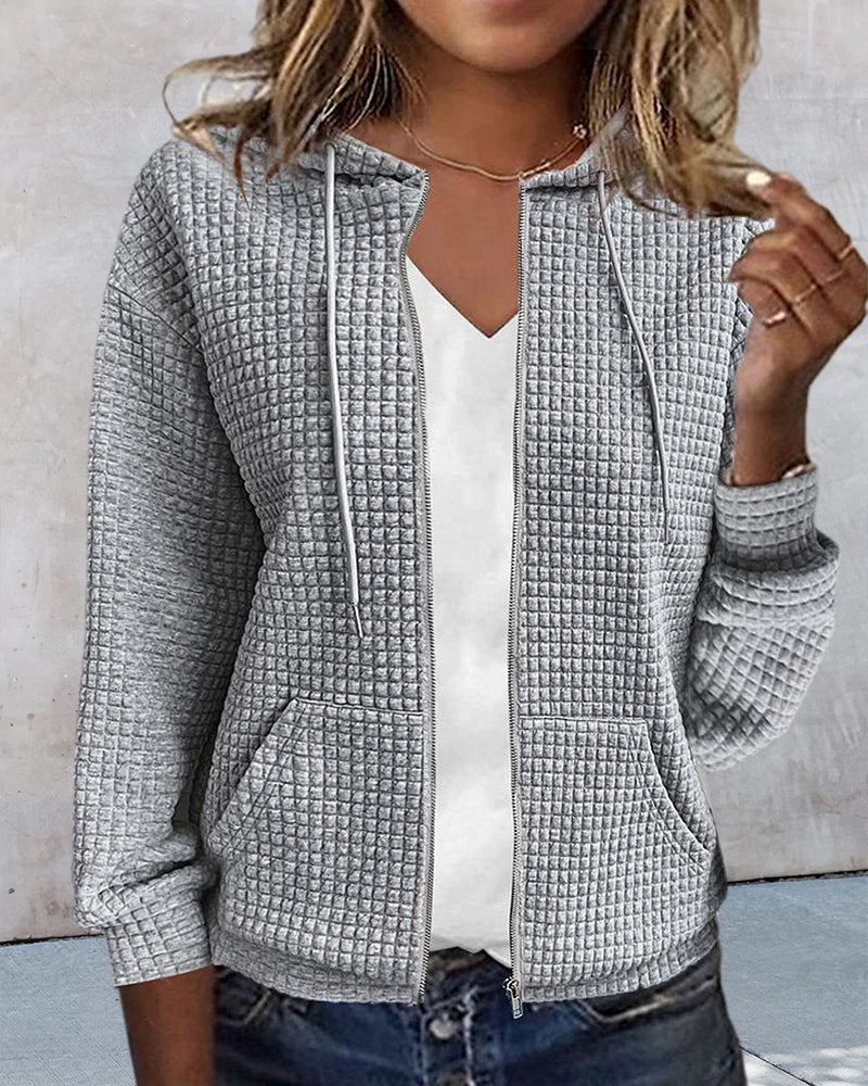 Damen Hoodie Bequem Zip Up - IdealeKleiden