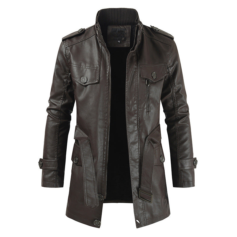 Stylischer Leder-Trenchcoat Herren Retro Design