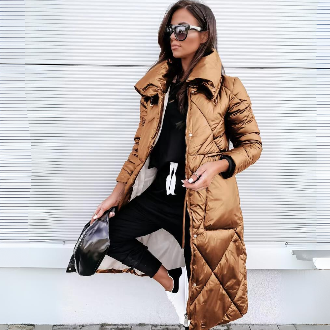 Stylische Damenparka Schwarz Lang