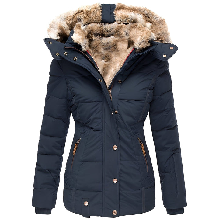 Elegantes Damenjacken | Schlankes Winterjacket mit Pelzkragen