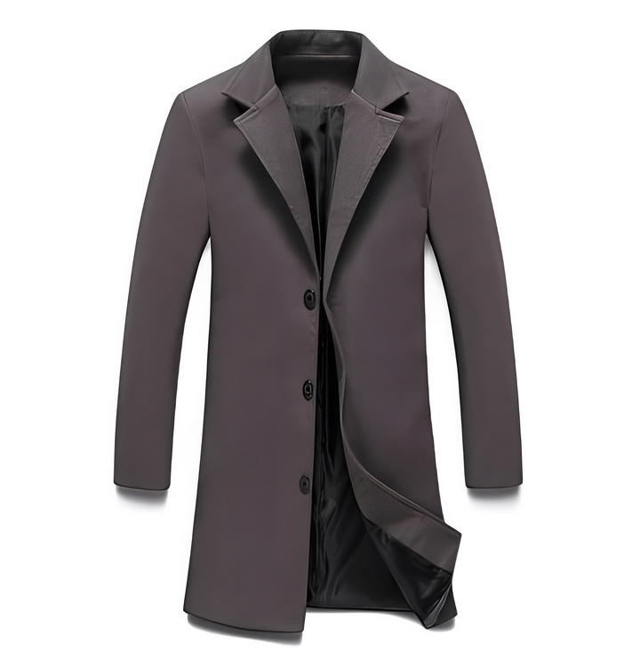 Eleganter Herren Wollmantel Formal Schwarz