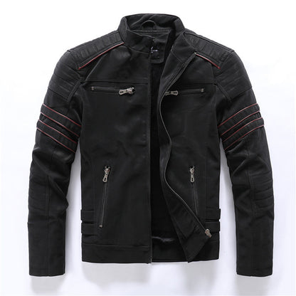 Herren Lederjacke Bikerstyle Rot
