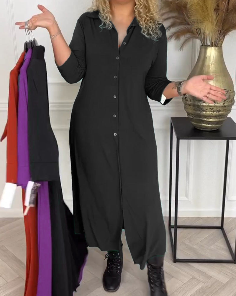 Elegantes Hemdkleid Mit Knöpfen