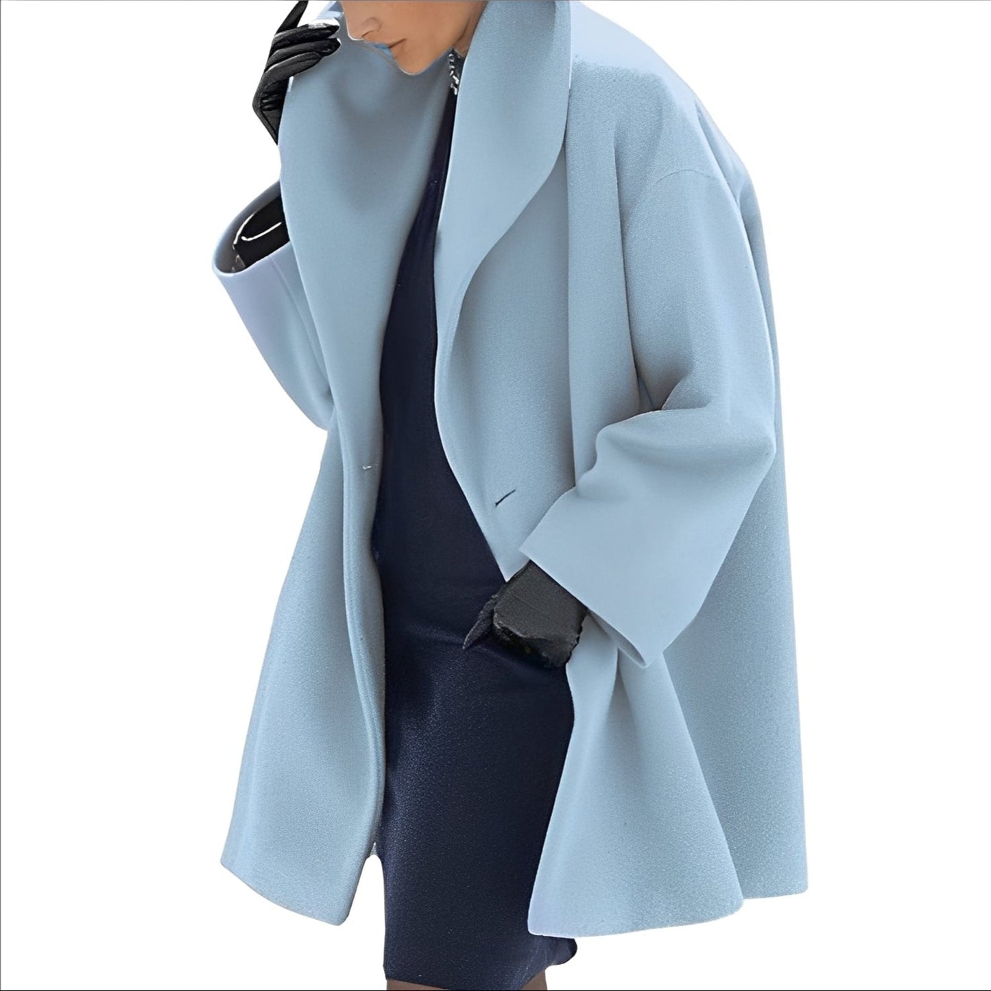 Eleganter Damen Wollmantel Weit Geschnitten