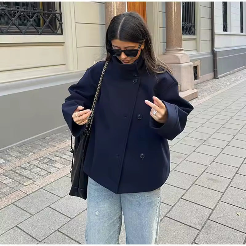 Kurzjacke Damen Hochgeschlossen Asymmetrisch