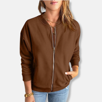 Leichte Jacke Mit Reißverschluss Und Rippkante Lässig