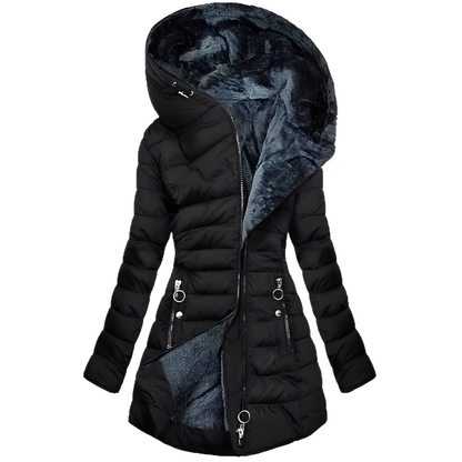 Warmes Winterkleid Frauen Plüschmantel Kapuze