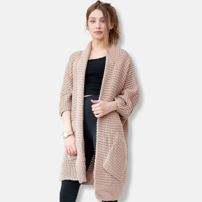 Großer Strickmantel Oversized Offene Vorderseite
