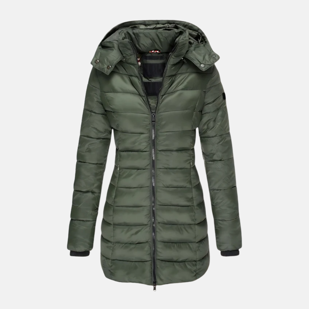 Winterjacke Damen Slim Fit Gepolstert Mit Kapuze