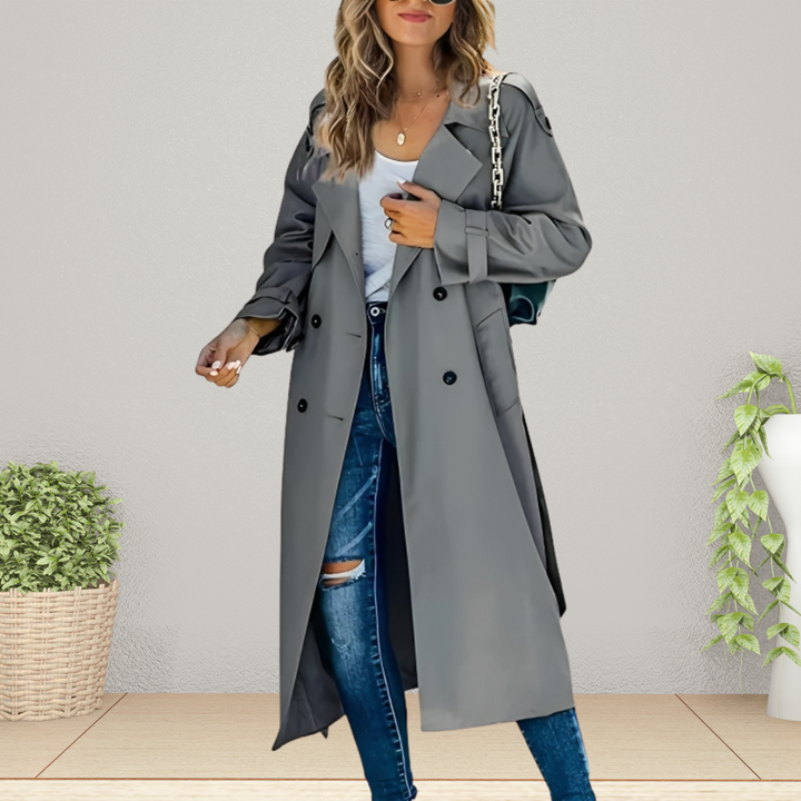 Eleganter Damen Trenchcoat Lang &amp; Warm