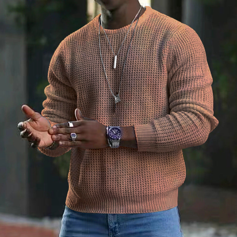 Herren Pullover Langarm Rundhals Großes Design