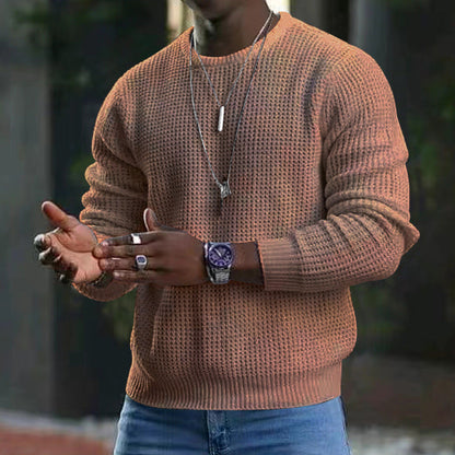 Herren Pullover Langarm Rundhals Großes Design