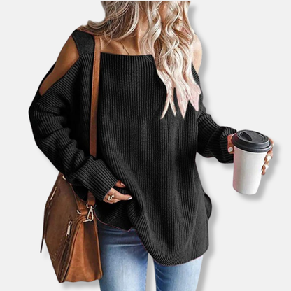 Kuscheliges Sweatshirt Offene Schulter Lockere Fit