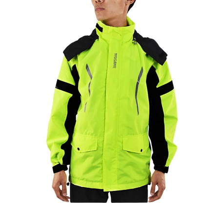 Herren Regenjacke Motorrad Wasserdicht Reflexschwarz