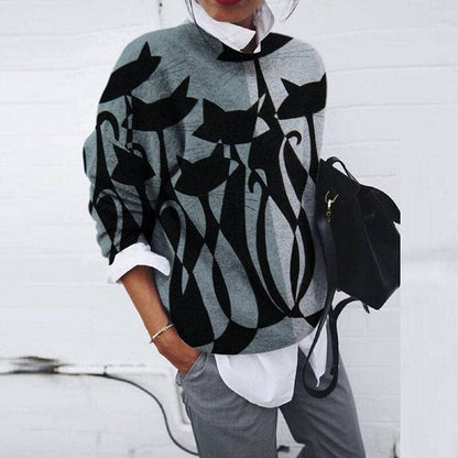 Bequemes Sweatshirt mit Grafikdruck und Rundhals
