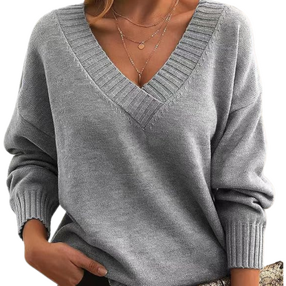 Stylisher V-Ausschnitt Pullover Frauen