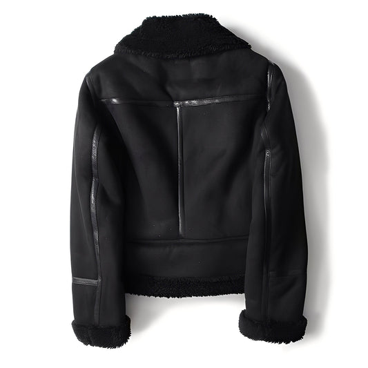 Modische Damenlederjacke Wildleder Schnitt - IdealeKleiden