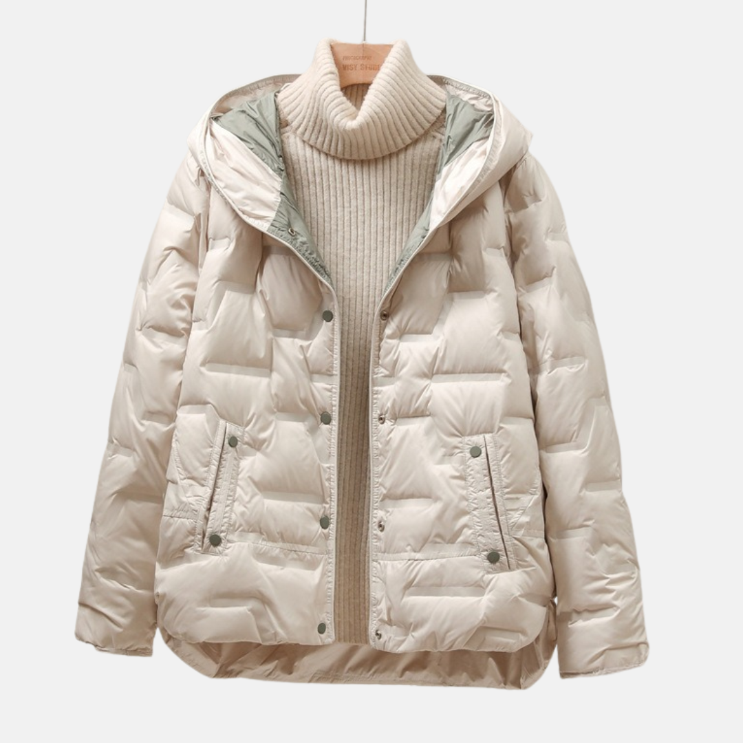 Winterjacke Puff Gequiltet Abnehmbarer Hood
