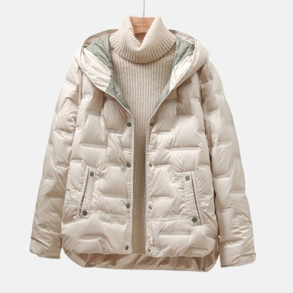 Winterjacke Puff Gequiltet Abnehmbarer Hood