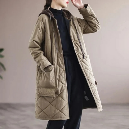 Langer Damenmantel Elegant Gepolstert Winter - IdealeKleiden