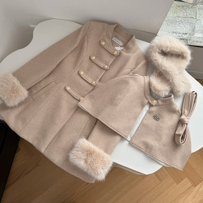 Winterkleid Lang Damen Mit Abnehmbarem Kragen - IdealeKleiden