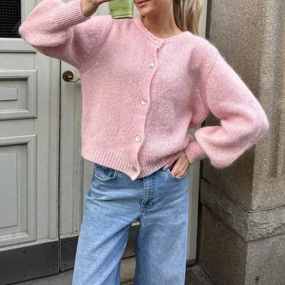 Damen Pullover Knopfverschluss Elegent