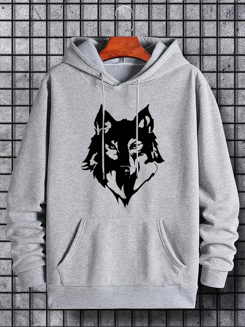 Herren Kapuzenpullover Wolf Muster Trendy