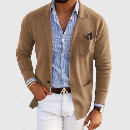Herren Strickblazer Beige Casual