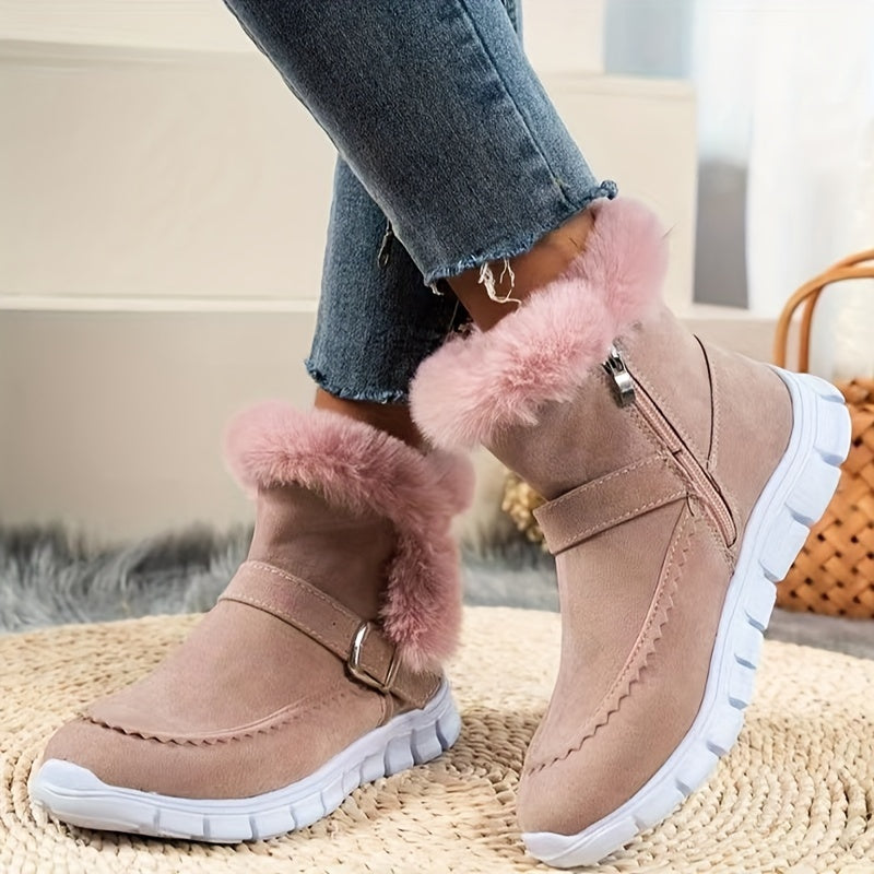 Winterstiefel Damen Schnalle Reißverschluss