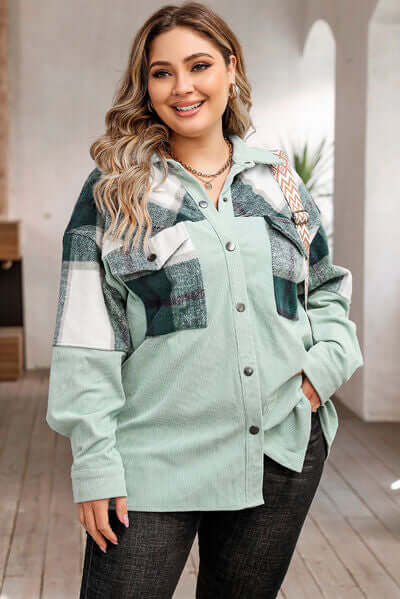 Große Oversized Jacke Karo Muster Baumwolle