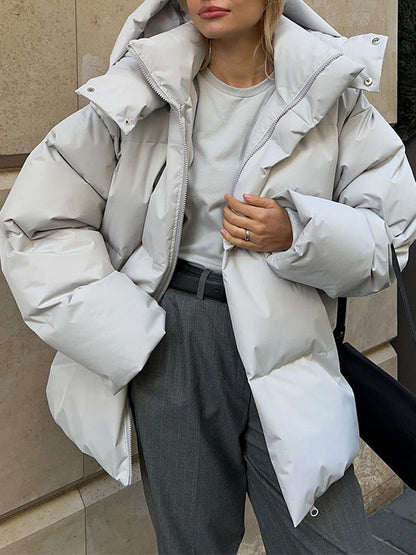 Farbenfrohes Gepolstertes Winterjacket mit Kapuze