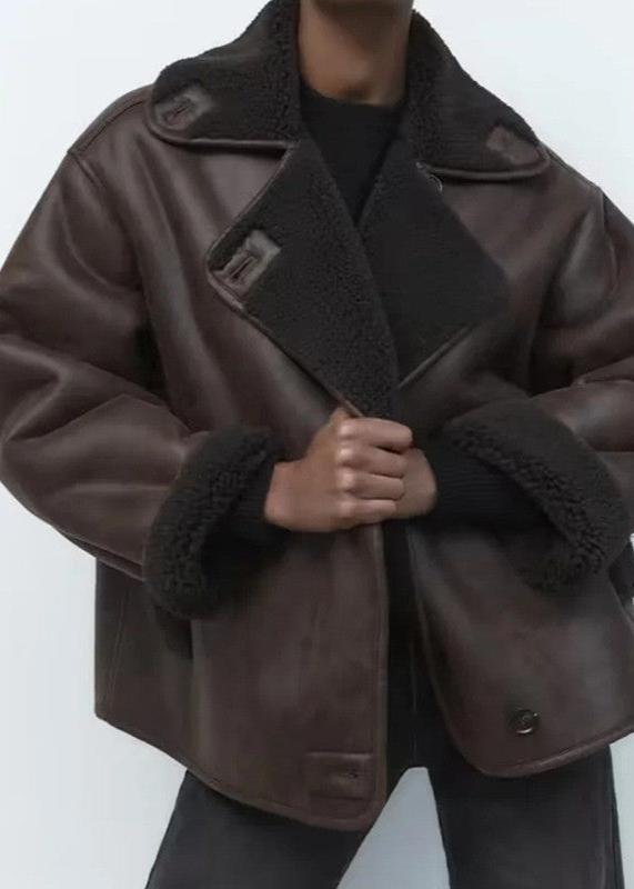 Modische Kunstlederjacke Zweiseitig Stylish - IdealeKleiden