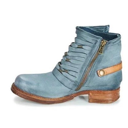 Retro Stiefeletten Damen Hochzeit Blockabsatz - IdealeKleiden