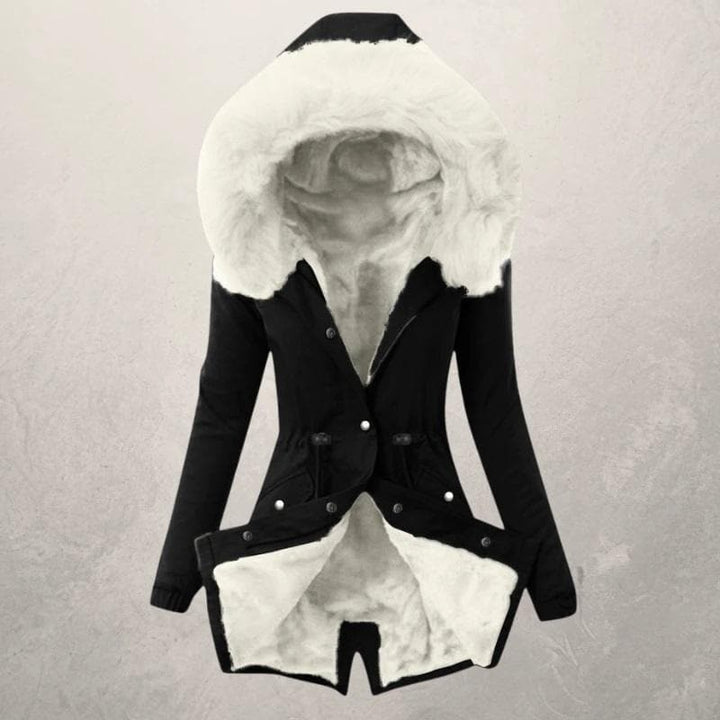 Damen Parka Mittellang Warm Mit Kunstpelz Futter