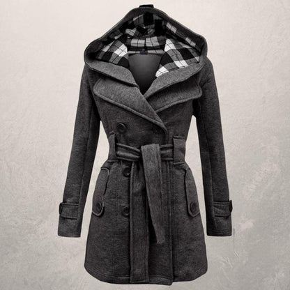 Klassischer Trenchcoat Zweireihig mit Kapuze