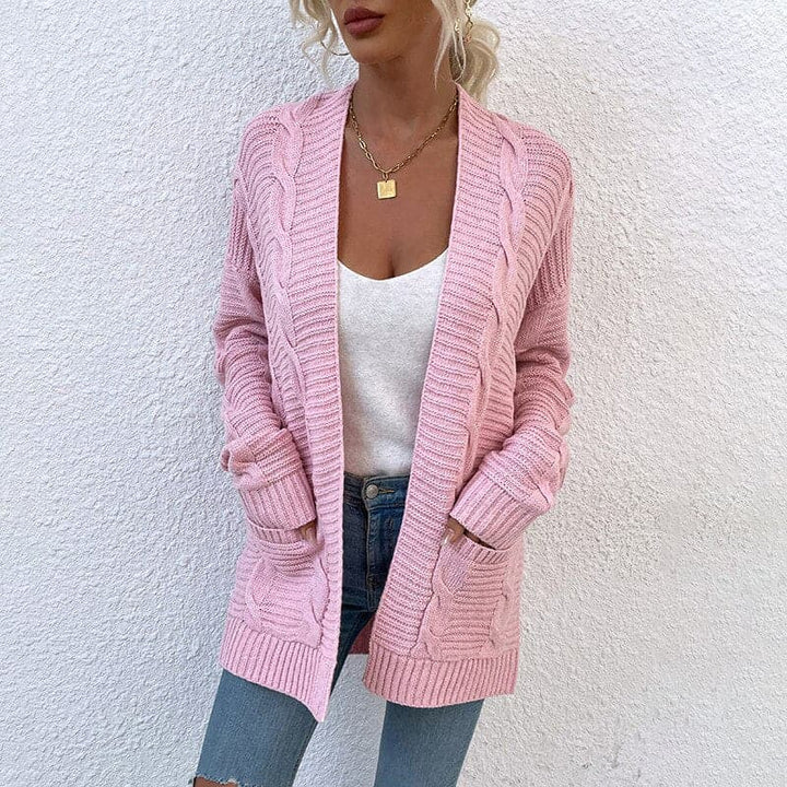 Kuschelige Cardigan Damen Strickjacke mit Taschen